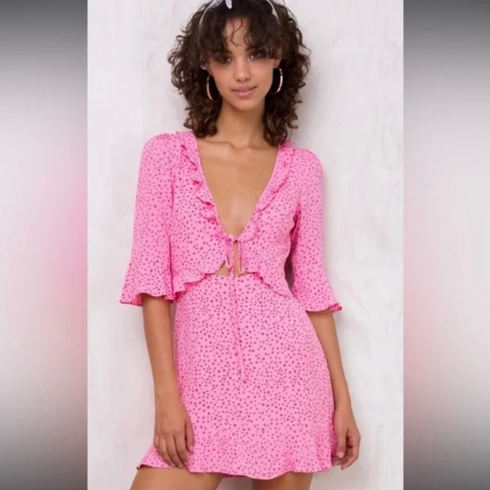 For love and lemons tie front peephole dress.